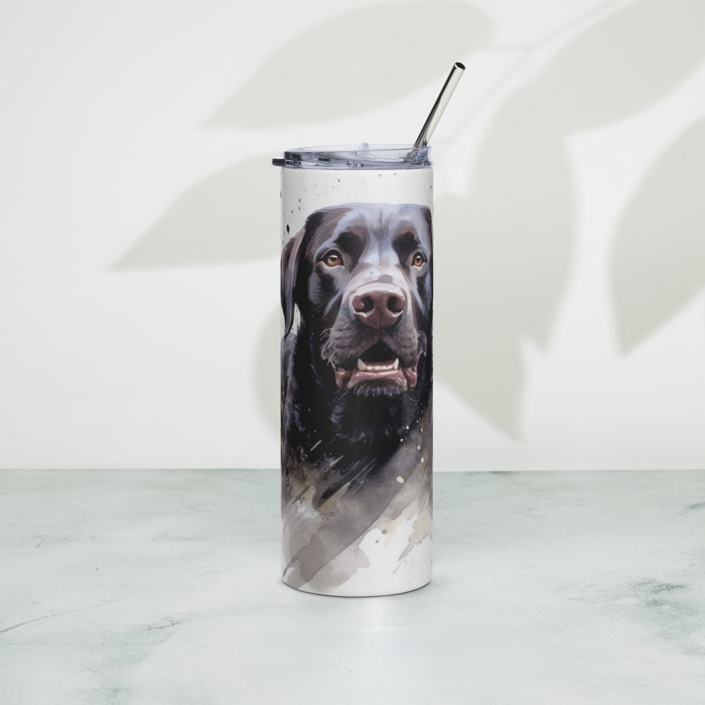 Black Labrador Retriever Watercolor Stainless Steel Tumbler