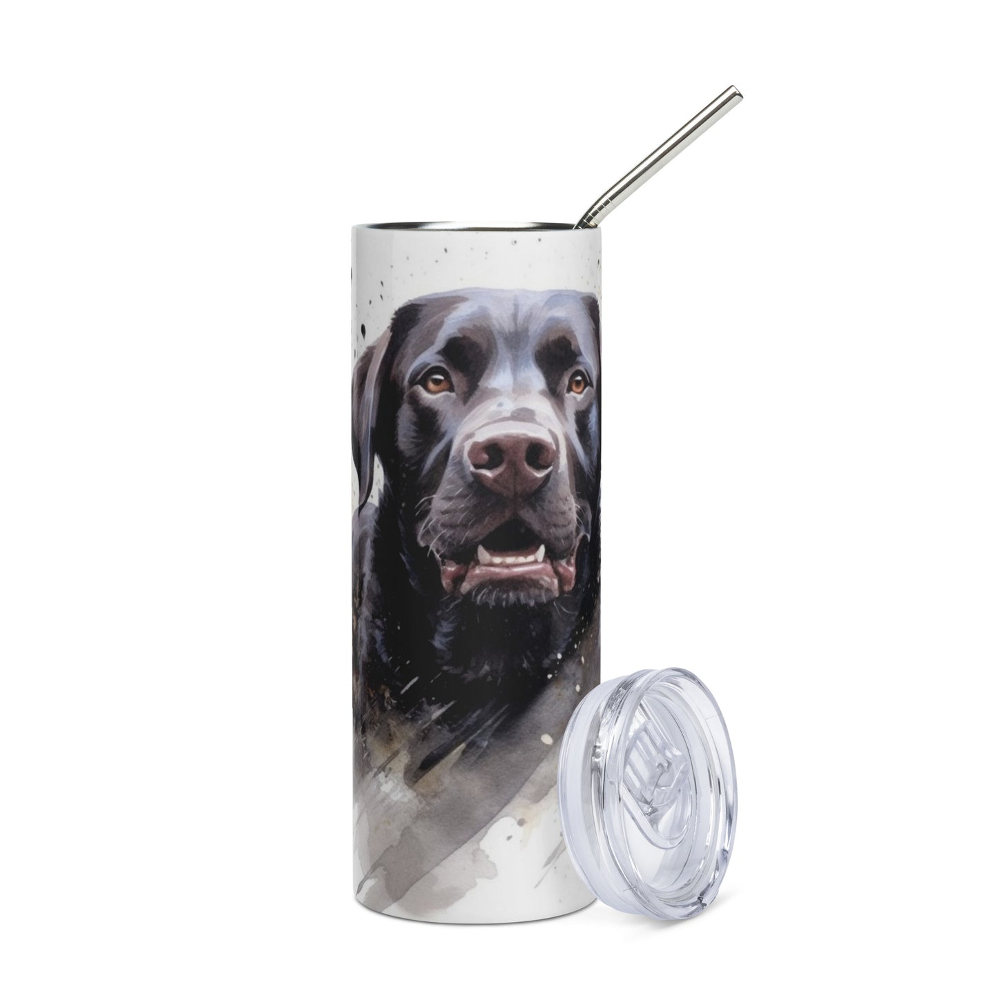 Black Labrador Retriever Watercolor Stainless Steel Tumbler