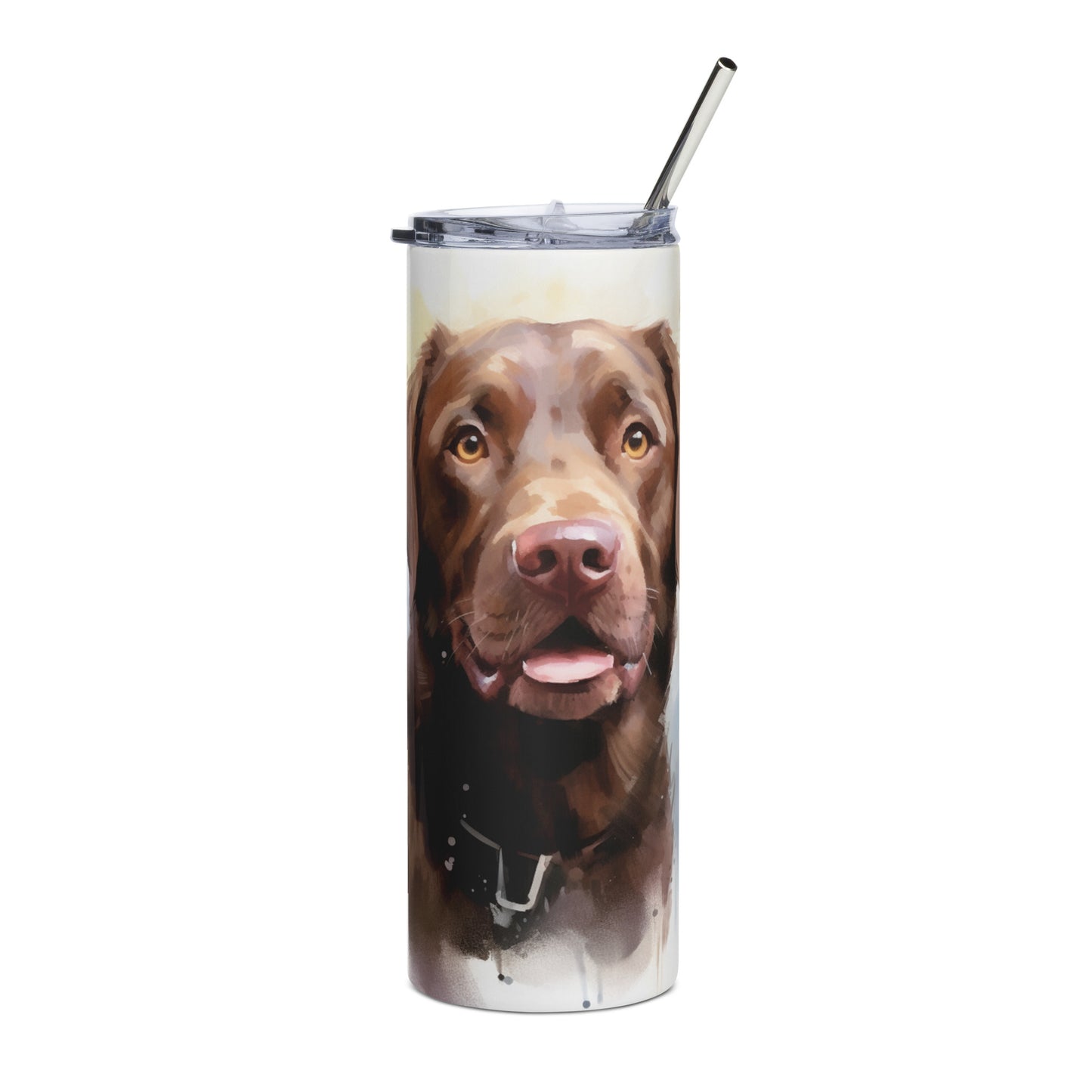 Chocolate Labrador Retriever Watercolor Stainless Steel Tumbler