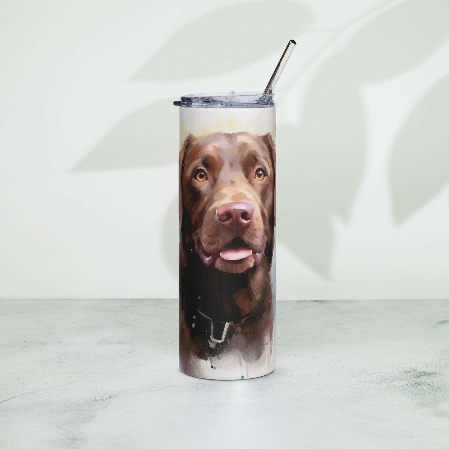 Chocolate Labrador Retriever Watercolor Stainless Steel Tumbler