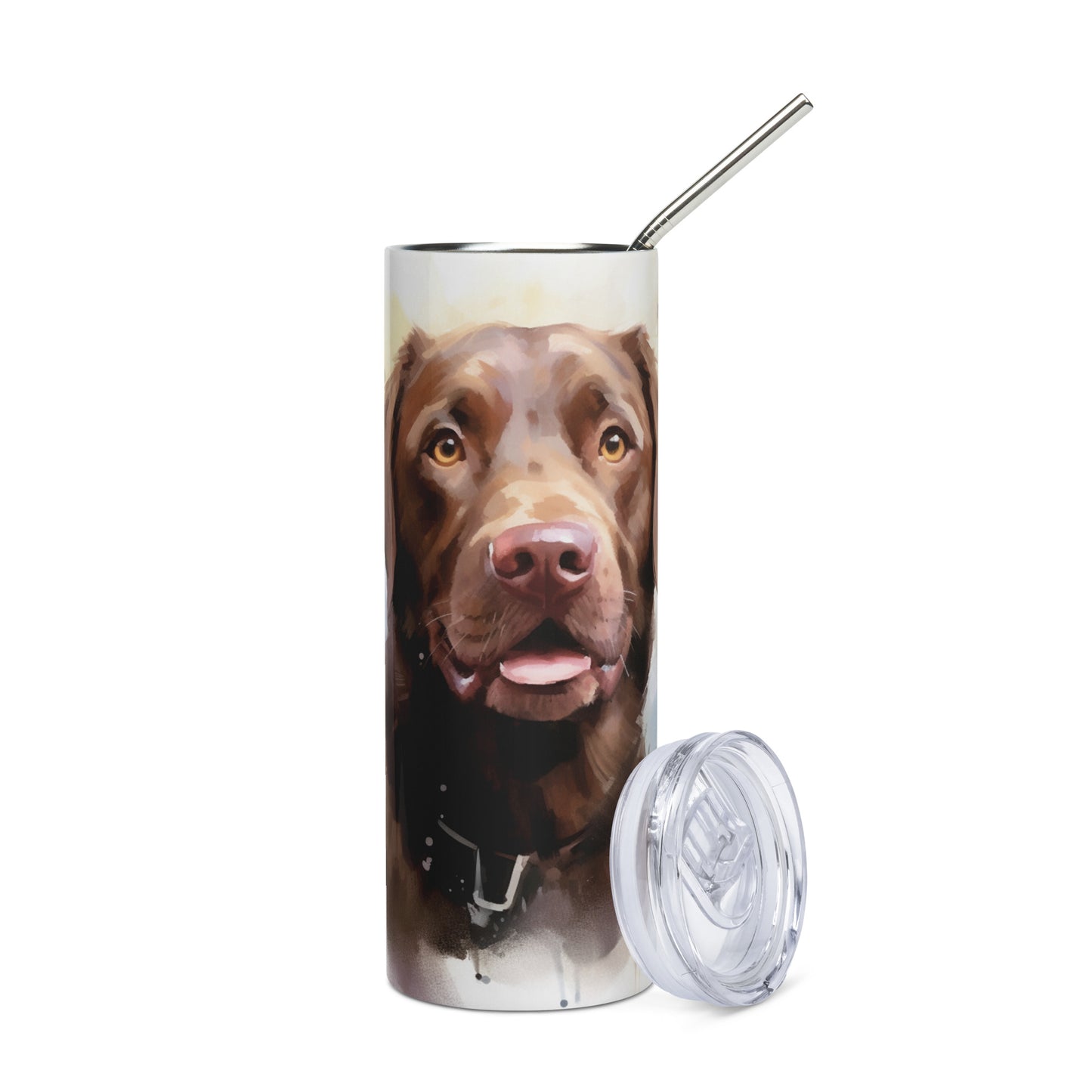 Chocolate Labrador Retriever Watercolor Stainless Steel Tumbler