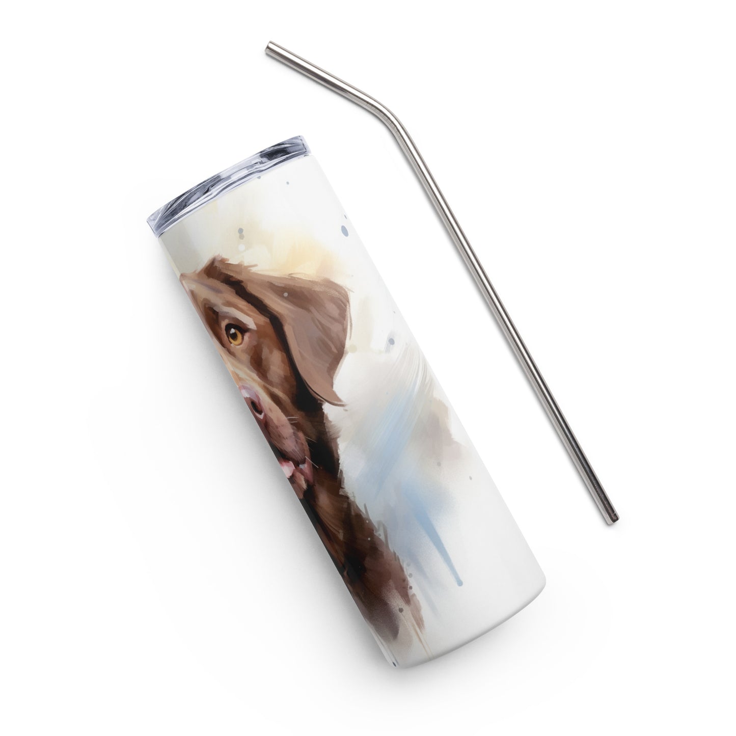 Chocolate Labrador Retriever Watercolor Stainless Steel Tumbler