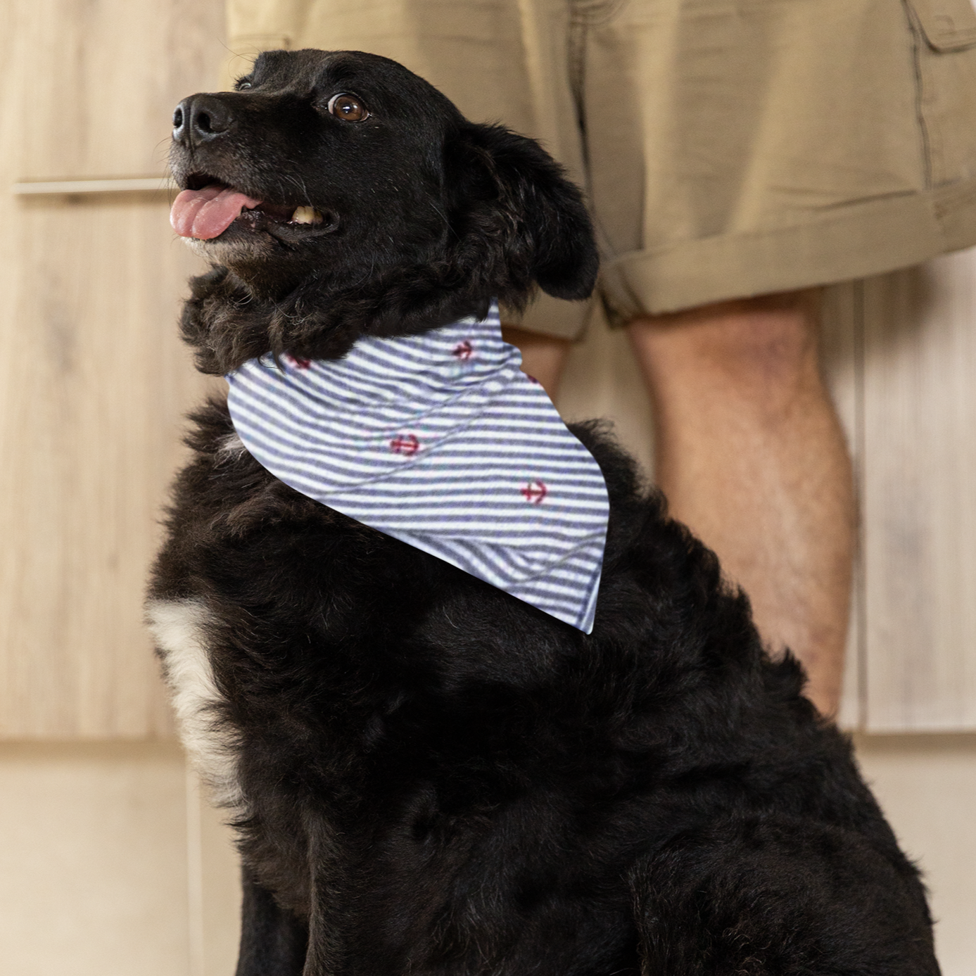 Navy Striped Anchor Bandana