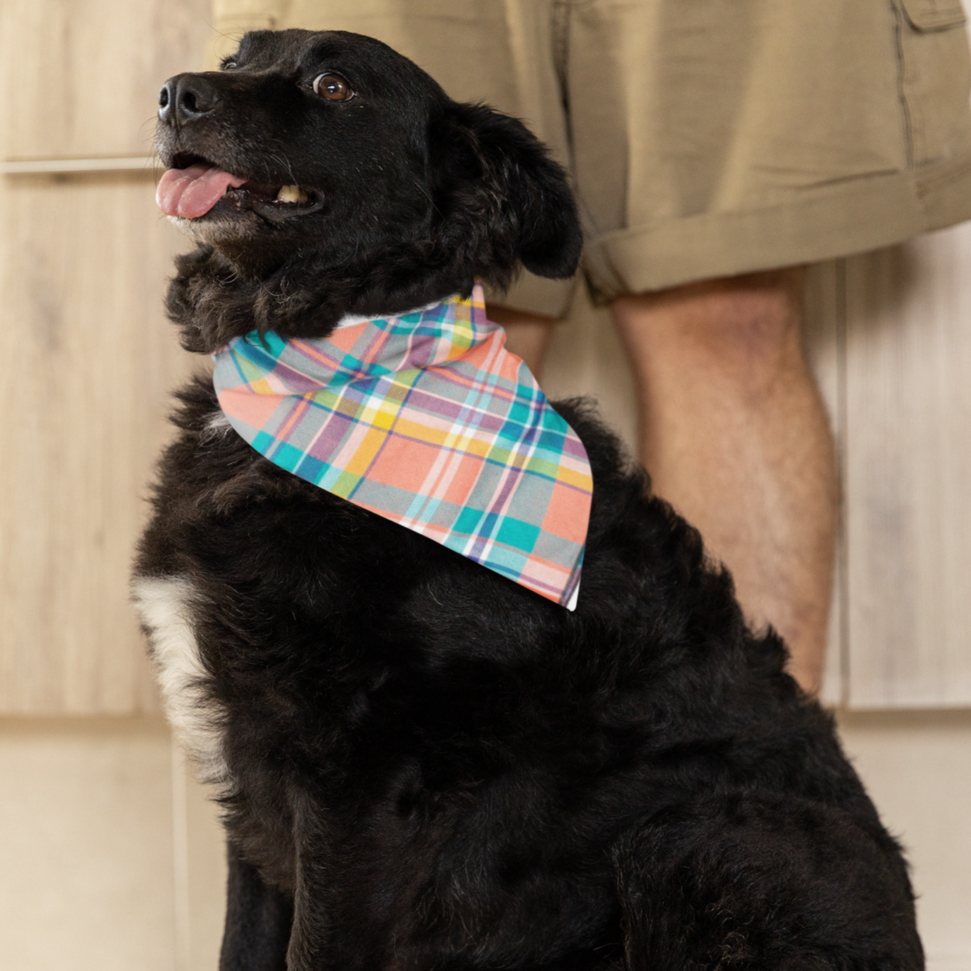 Peach Multi Plaid Bandana