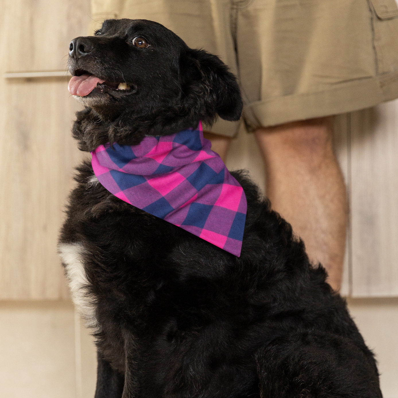 Pink Navy Buffalo Plaid Bandana