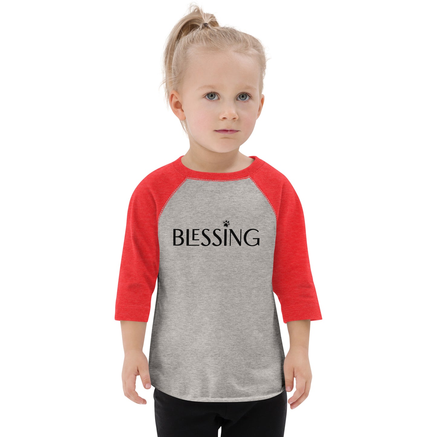 Blessing with Paw Toddler 3/4-Sleeve Raglan Shirt