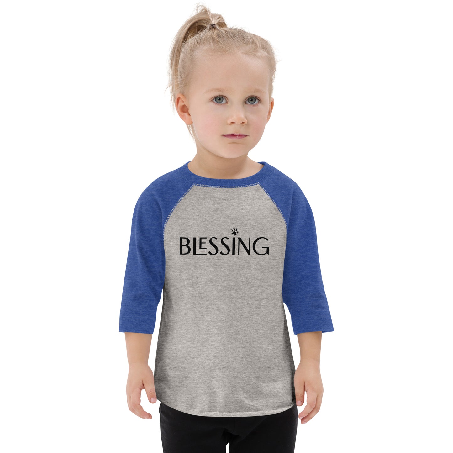 Blessing with Paw Toddler 3/4-Sleeve Raglan Shirt