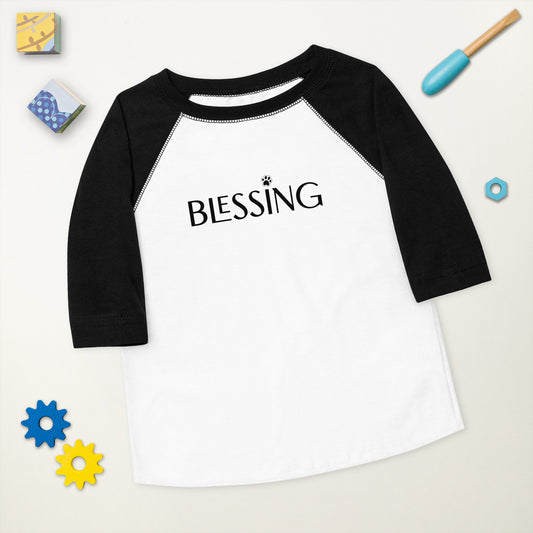 Blessing with Paw Toddler 3/4-Sleeve Raglan Shirt
