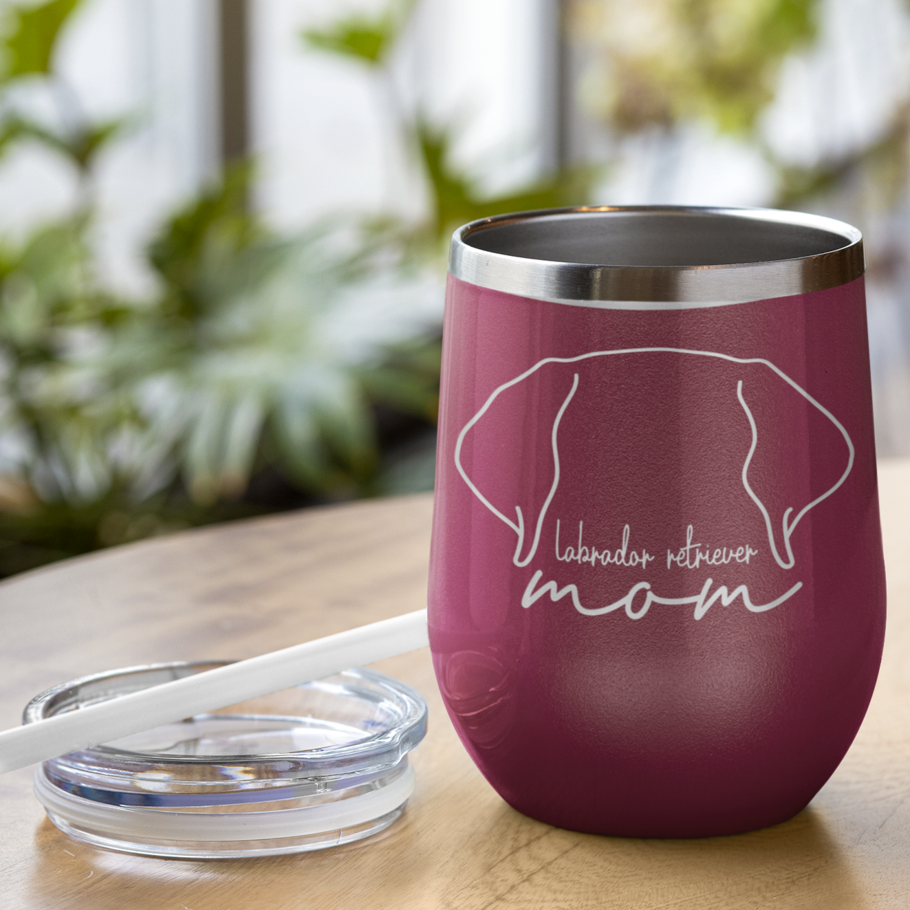 Labrador Retriever Mom 12 oz Wine Tumbler