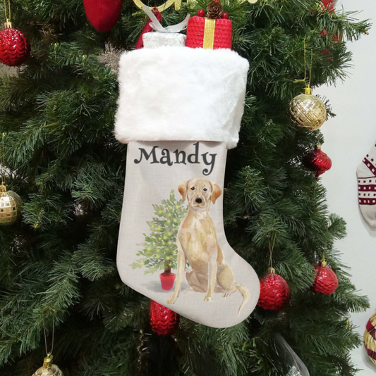 Yellow Labrador Retriever Plush Christmas Stocking