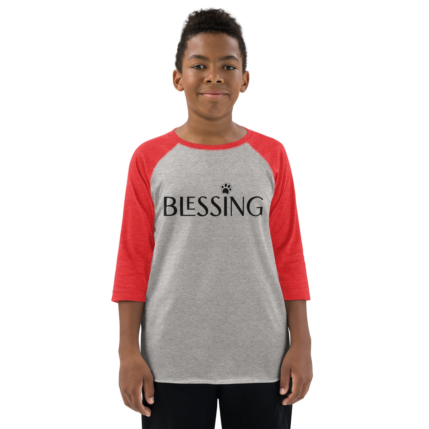 Blessing with Paw 3/4-Sleeve Youth Raglan Shirt