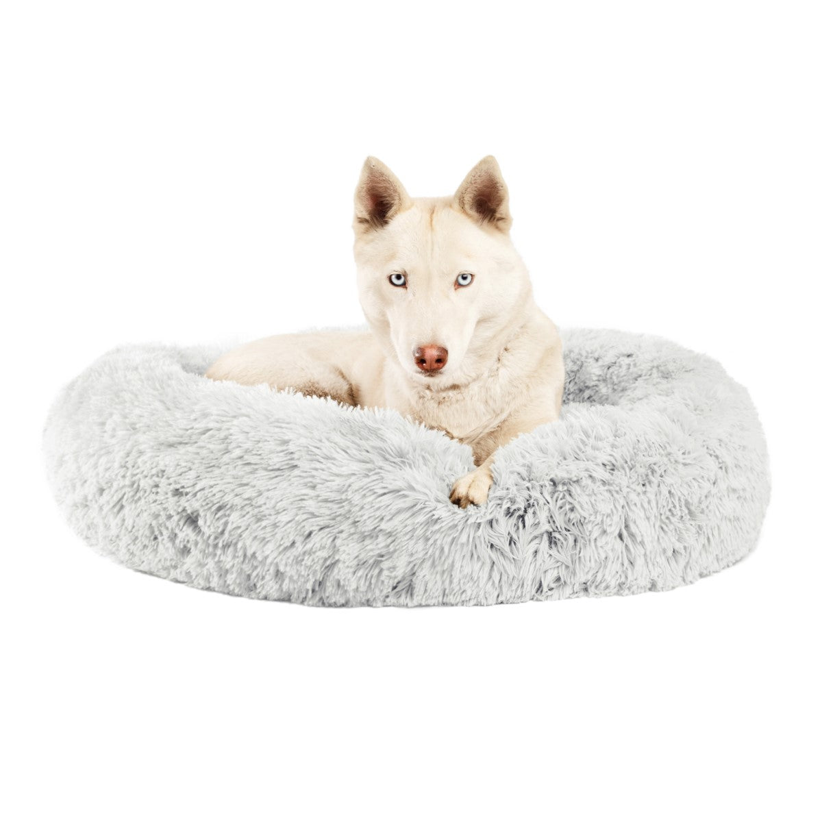 The Calming Frost Donut Shag Pet Beds