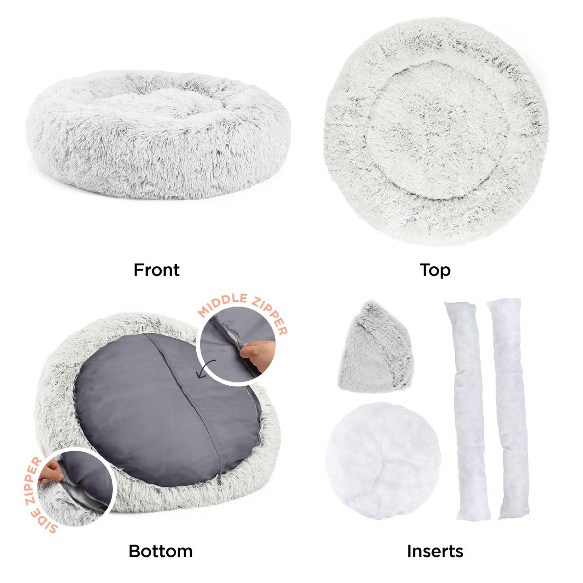 The Calming Frost Donut Shag Pet Beds