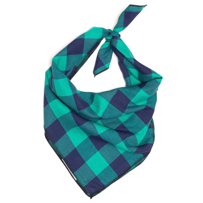 Green Navy Buffalo Plaid Personalized Bandana - 3 Red Rovers