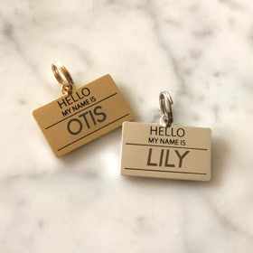 Hello My Name is Pet ID Tag - Gold - 3 Red Rovers