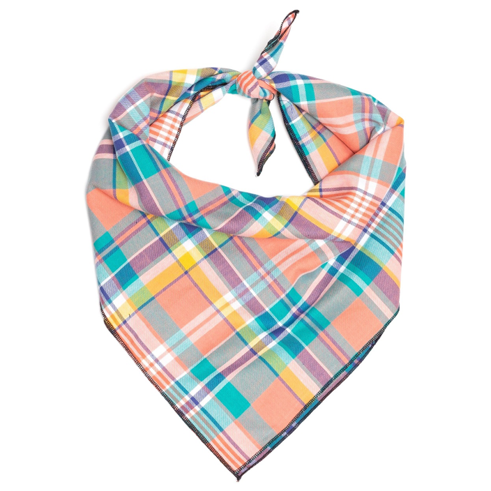 Peach Multi Plaid Personalized Bandana - 3 Red Rovers