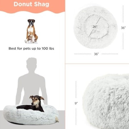 The Calming Frost Donut Shag Pet Beds