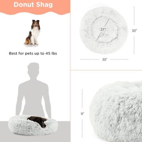 The Calming Frost Donut Shag Pet Beds