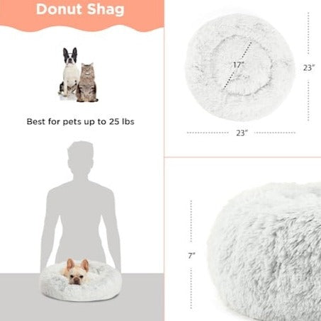 The Calming Frost Donut Shag Pet Beds