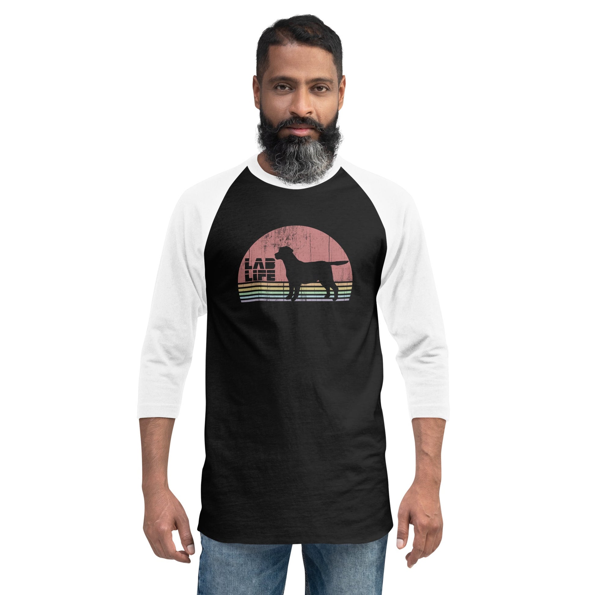 Labrador (Lab) Life Retro 3/4 sleeve raglan shirt - 3 Red Rovers